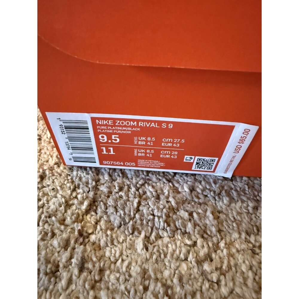 Nike Zoom Rival S 9.5Track Field Sprint Spike Racing Shoe -Black White -Women 11 - Picture 2 of 7